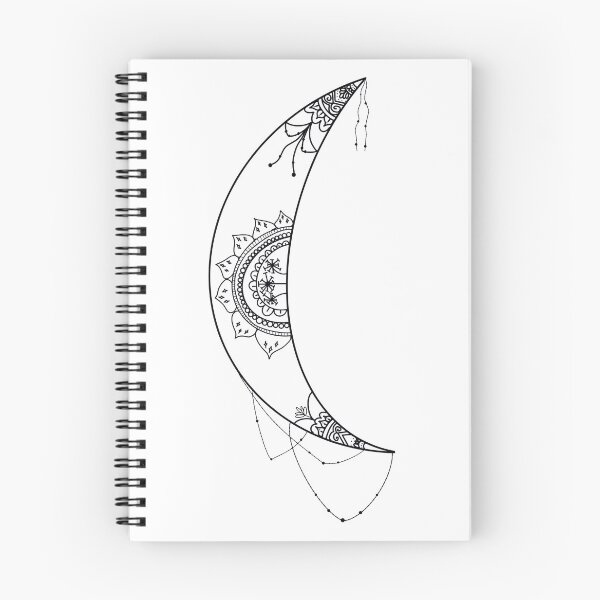 Item preview, Crescent moon mandala (black and white) designed and sold by RandiMullins.
