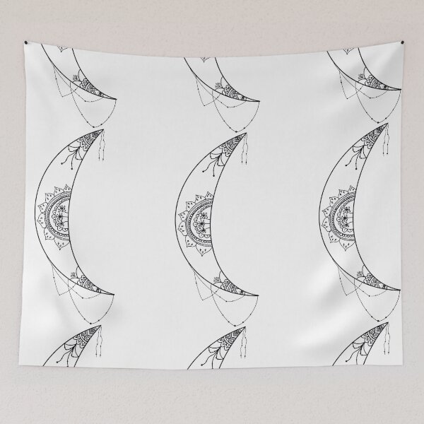 Item preview, Crescent moon mandala (black and white) designed and sold by RandiMullins.