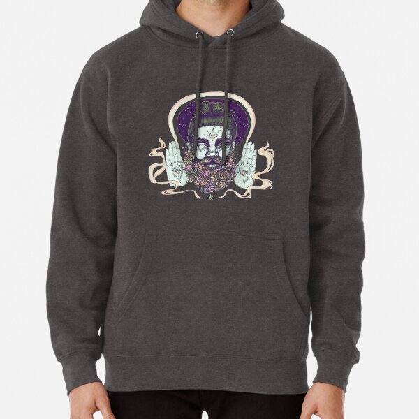 Flower Beard || Psychedelic Illustration by Chrysta Kay Pullover Hoodie