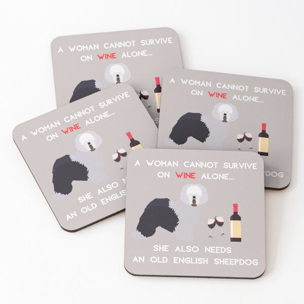 Item preview, Superventas Perro pastor inglés antiguo y vino, DIVERTIDO en un negro designed and sold by Lyda Hartmann.