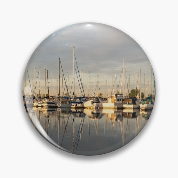 Item preview, Reflecting on Yachting - Golden Hour at a Serene Marina designed and sold by Georgia Mizuleva.