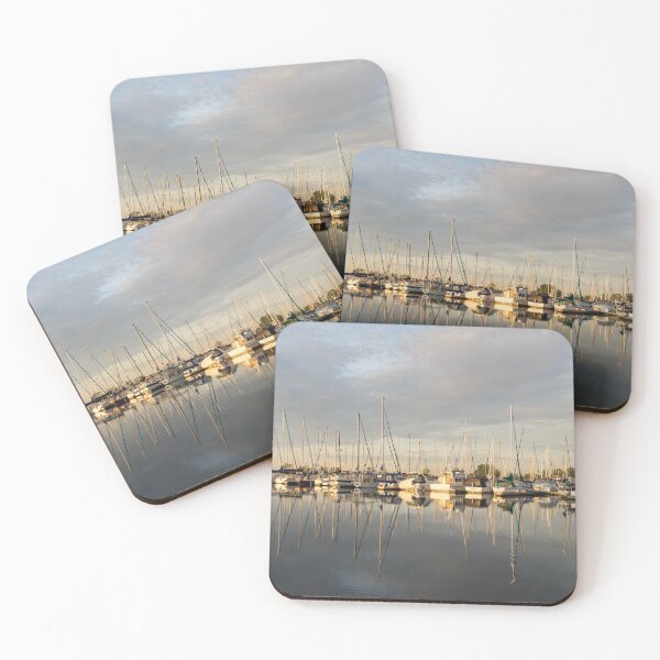 Item preview, Reflecting on Yachting - Golden Hour at a Serene Marina designed and sold by Georgia Mizuleva.