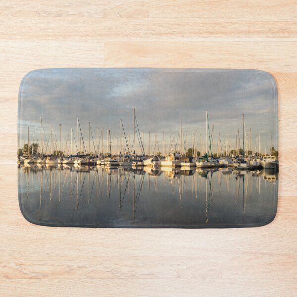 Item preview, Reflecting on Yachting - Golden Hour at a Serene Marina designed and sold by Georgia Mizuleva.