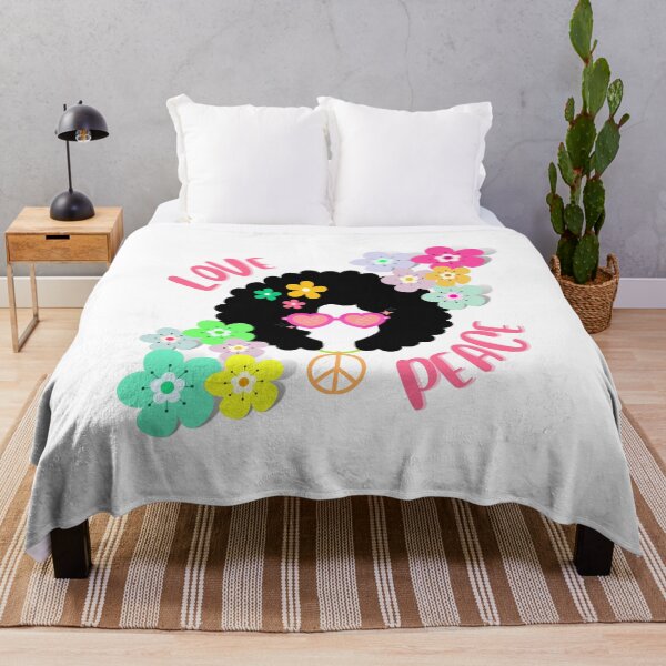 Item preview, Love and Peace...A simple design using brightly colored flowers..Flower Power! designed and sold by Wonder & Whimsy.