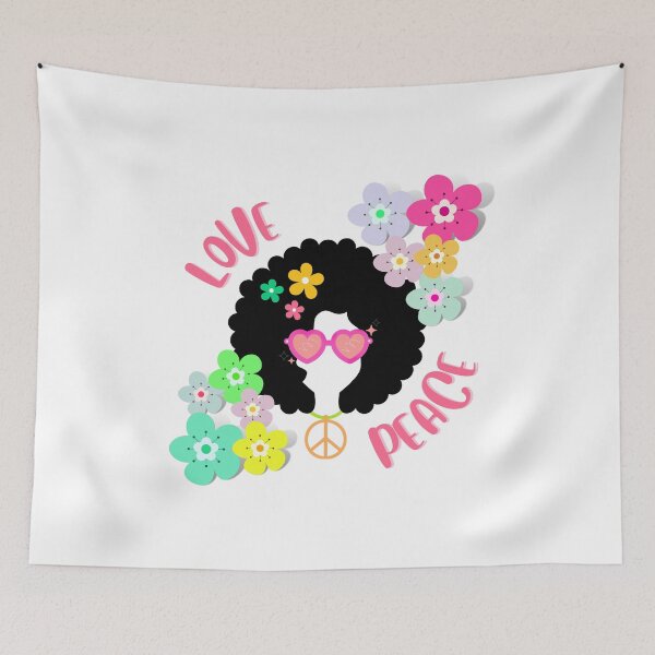 Item preview, Love and Peace...A simple design using brightly colored flowers..Flower Power! designed and sold by Wonder & Whimsy.