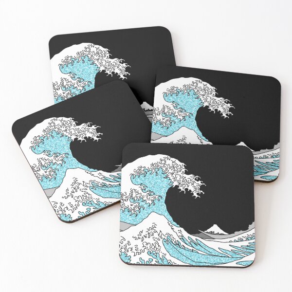 Item preview, The Great Glitter Cyan Wave off Kanagawa designed and sold by Harriet Linton.