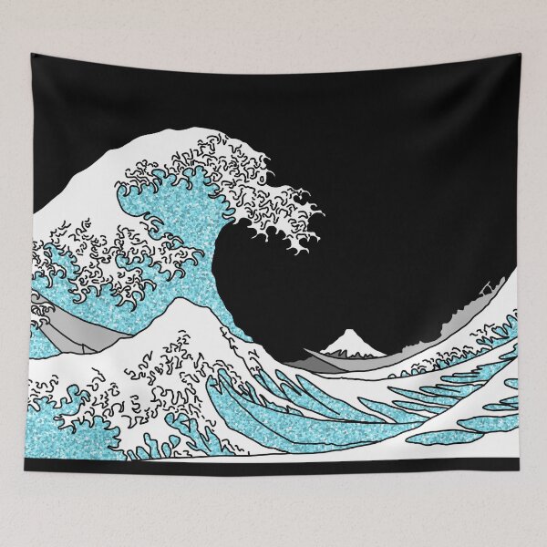 Item preview, The Great Glitter Cyan Wave off Kanagawa designed and sold by Harriet Linton.