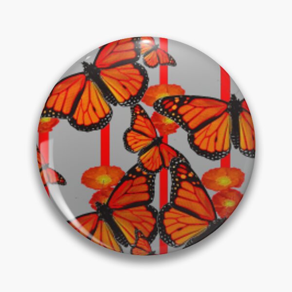 Item preview, MONARCH BUTTERFLIES POPPY FLOWERS  PATTERN GREY ART designed and sold by sharlesart.