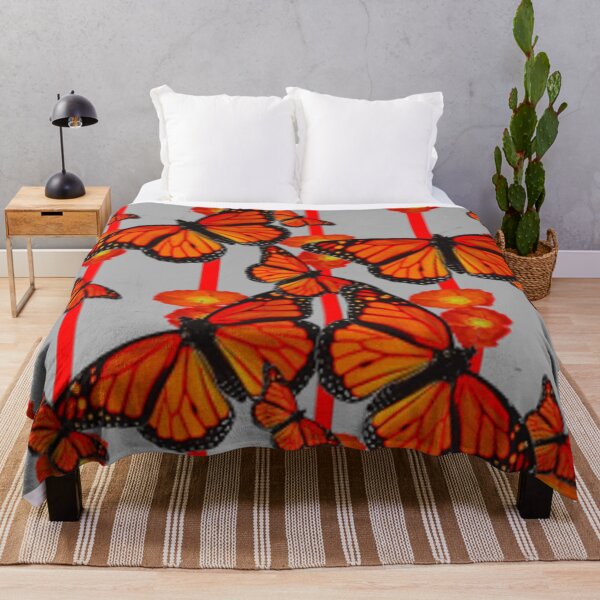 Item preview, MONARCH BUTTERFLIES POPPY FLOWERS  PATTERN GREY ART designed and sold by sharlesart.