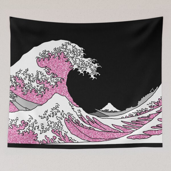 Item preview, The Great Pink Glitter Wave off Kanagawa designed and sold by Harriet Linton.