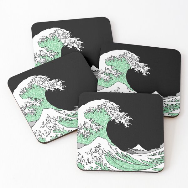 Item preview, The Great Green Glitter Wave off Kanagawa designed and sold by Harriet Linton.