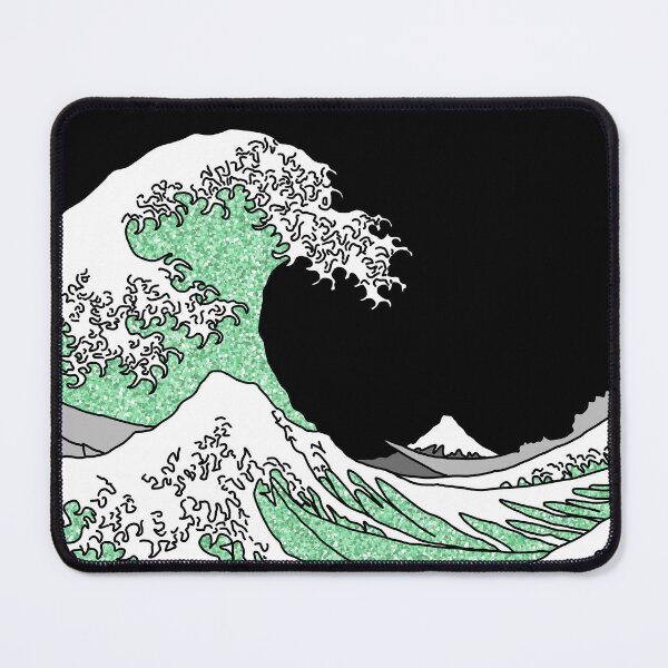 Item preview, The Great Green Glitter Wave off Kanagawa designed and sold by Harriet Linton.