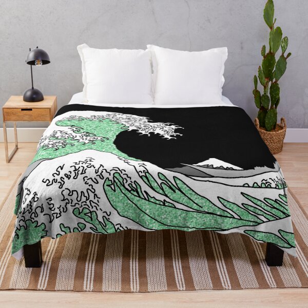Item preview, The Great Green Glitter Wave off Kanagawa designed and sold by Harriet Linton.