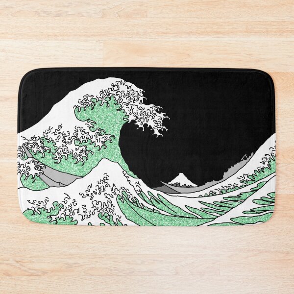 Item preview, The Great Green Glitter Wave off Kanagawa designed and sold by Harriet Linton.