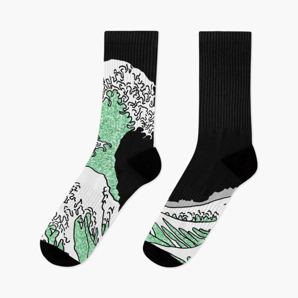 Item preview, The Great Green Glitter Wave off Kanagawa designed and sold by Harriet Linton.