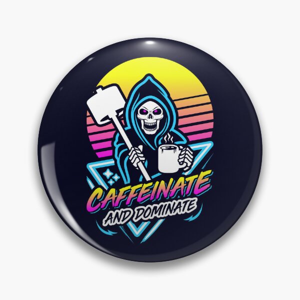 Item preview, Caffeinate And Dominate (Gym Reaper) Retro Neon Synthwave 80s 90s designed and sold by Brogress Project.