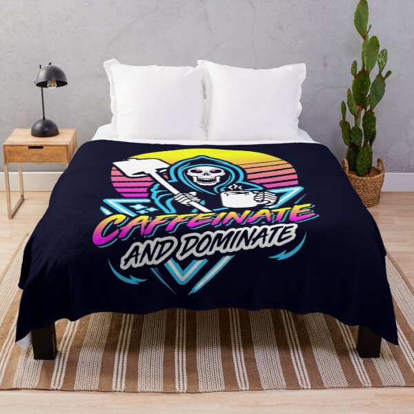 Item preview, Caffeinate And Dominate (Gym Reaper) Retro Neon Synthwave 80s 90s designed and sold by Brogress Project.