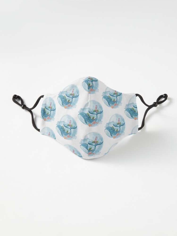 Alternate view of Cute watercolor whale illustration Mask