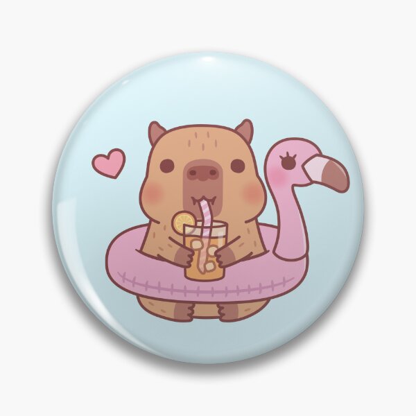 Item preview, Cute Capybara With Flamingo Pool Float For Summer designed and sold by rustydoodle.