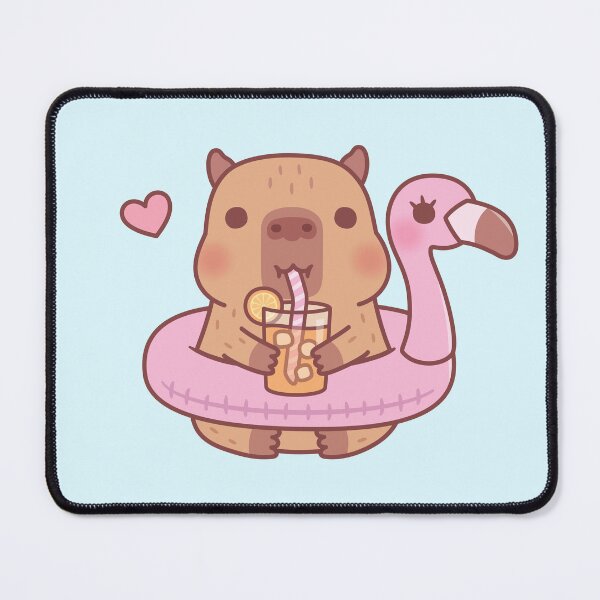 Artikelvorschau, Niedlicher Capybara mit Flamingo-Pool-Schwimmer für den Sommer entworfen und verkauft von rustydoodle.