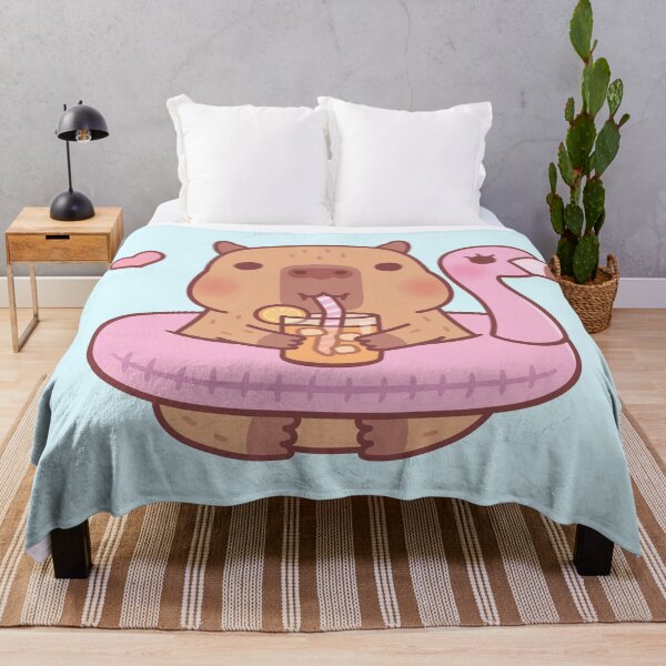 Item preview, Cute Capybara With Flamingo Pool Float For Summer designed and sold by rustydoodle.