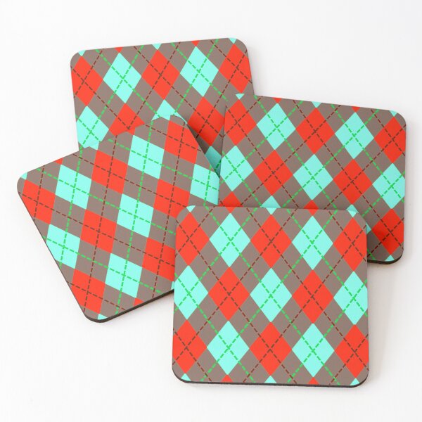 Item preview, Argyle Pattern - Red, Spearmint and Light Brown designed and sold by TotallyRetroArt.