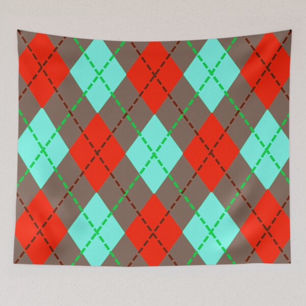 Item preview, Argyle Pattern - Red, Spearmint and Light Brown designed and sold by TotallyRetroArt.