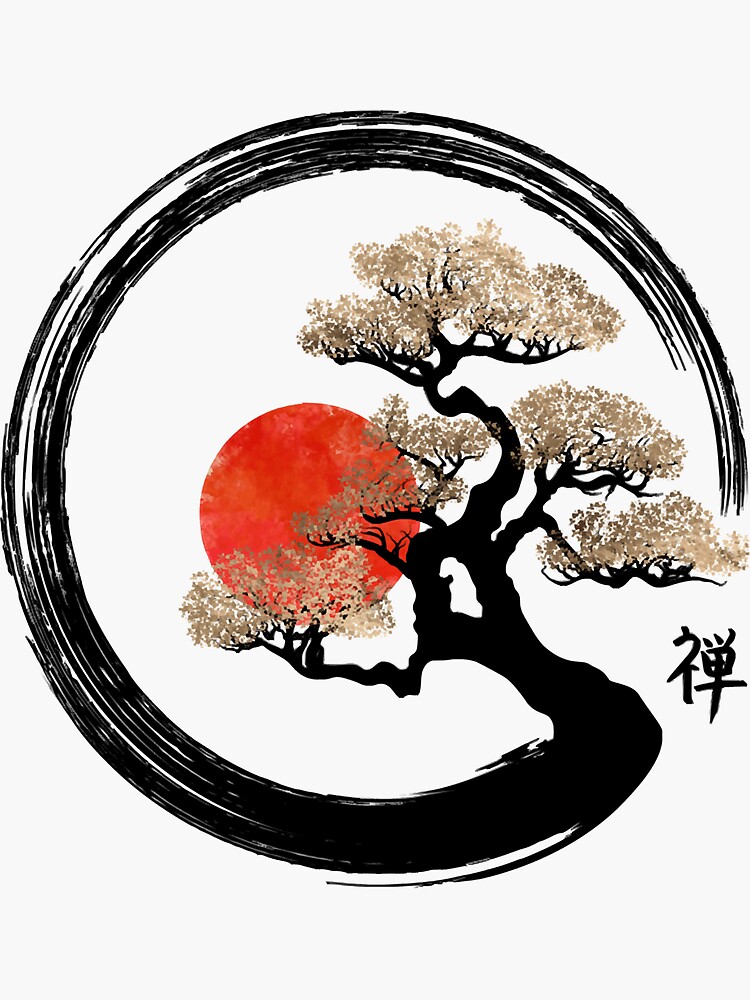 Enso Circle And Bonsai Tree On Canvas Sticker For Sale By KAIL1605