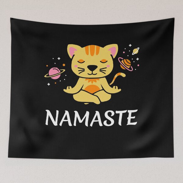 Item preview, zen yoga cat space meditation sport training designed and sold by la-petite-folie.