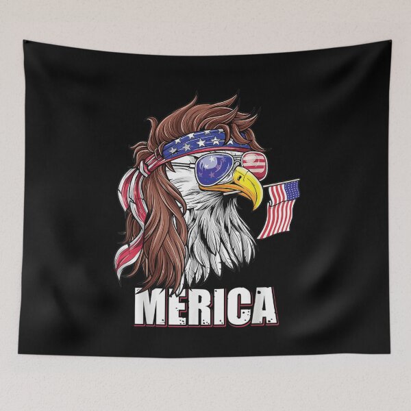 Item preview, Happy Fourth of July American Bald Eagle -  Mullet Eagle Retro Vintage Merica America Tee Design Gift Idea for Patriotic Americans and Veterans designed and sold by Prince - Bestseller ★★★★★.