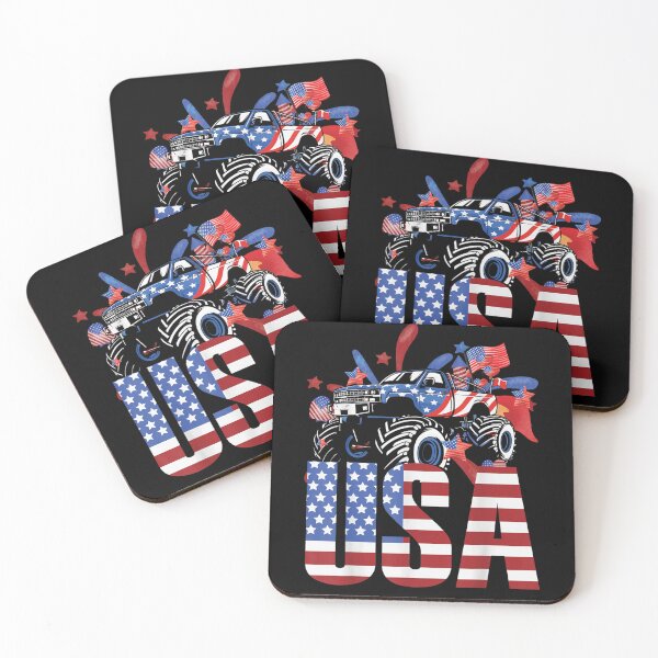 Item preview, Happy Fourth of July American Monster Truck - Retro Vintage Merica America Tee Design Gift Idea for Patriotic Americans and Veterans designed and sold by Prince - Bestseller ★★★★★.