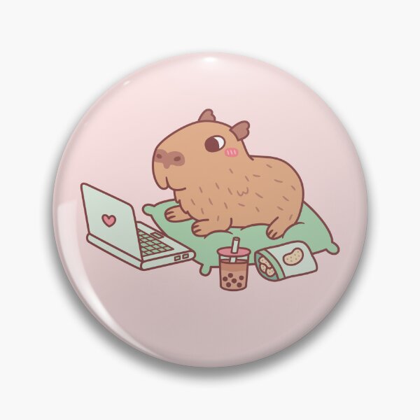 Item preview, Cute Chilling Capybara With Laptop And Snacks designed and sold by rustydoodle.