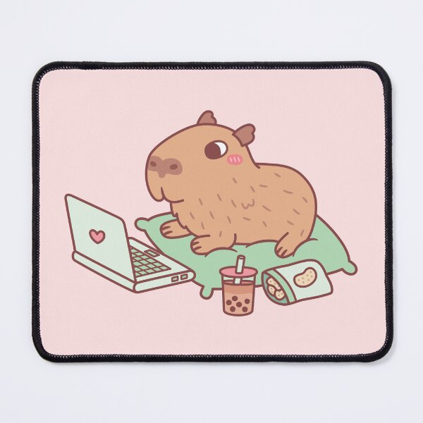 Item preview, Cute Chilling Capybara With Laptop And Snacks designed and sold by rustydoodle.
