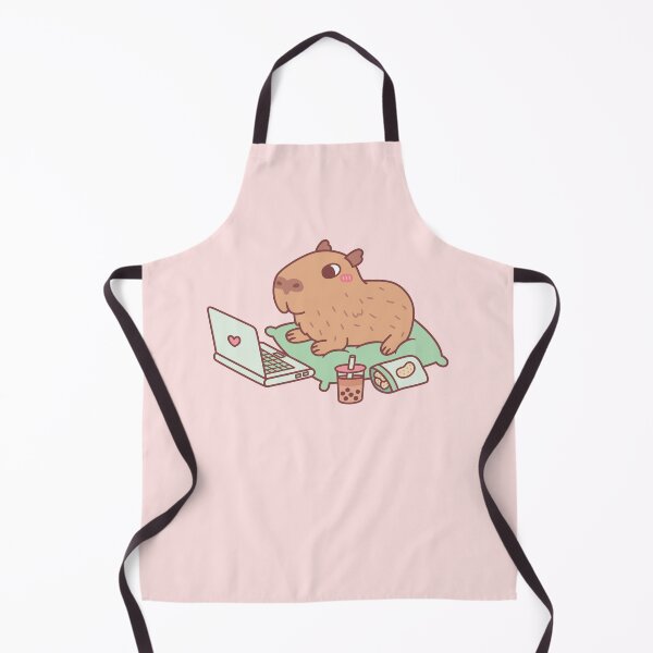 Item preview, Lindo capibara relajándose con una computadora portátil y bocadillos designed and sold by rustydoodle.