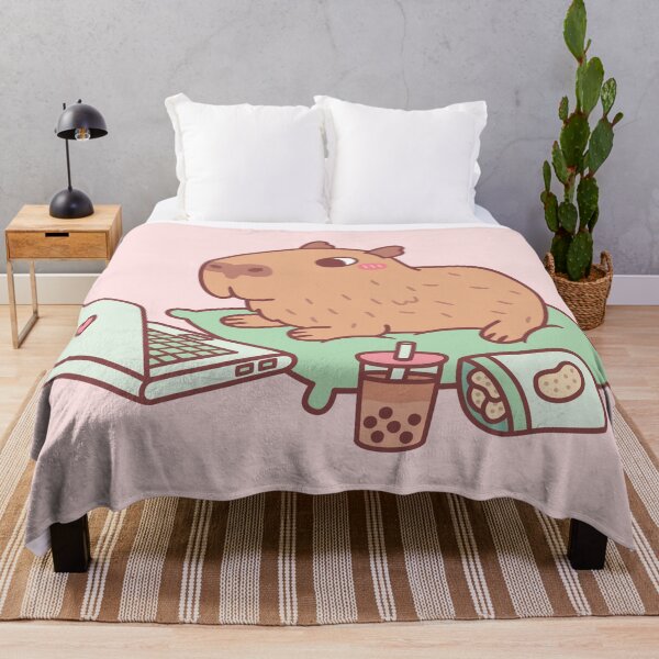 Item preview, Cute Chilling Capybara With Laptop And Snacks designed and sold by rustydoodle.
