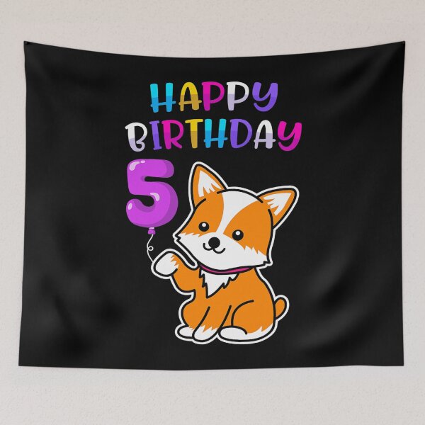 Item preview, 5th Birthday Corgi Happy Birthday 5 Years Old Boys And Girls designed and sold by adorableacademy.