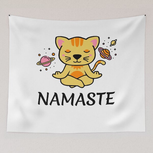 Item preview, zen yoga cat space meditation sport training designed and sold by la-petite-folie.