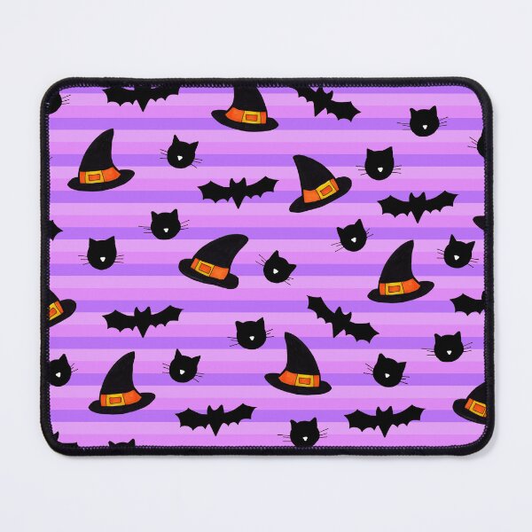 Item preview, Cats, Bats and Hats Halloween Pattern on Pink and Purple designed and sold by Harriet Linton.