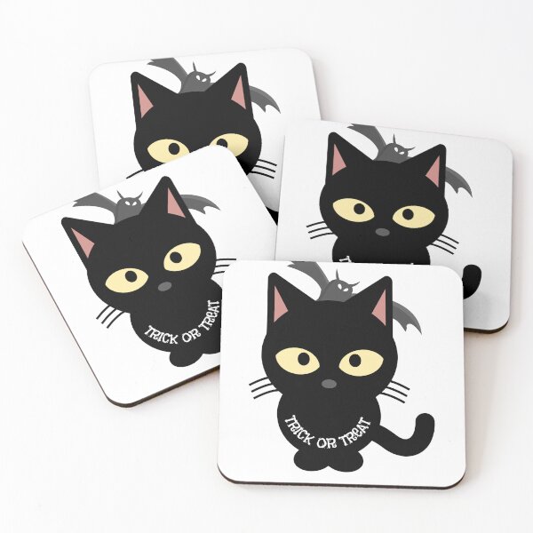 Item preview, Black cat with bat for trick or treat designed and sold by theredsharp.