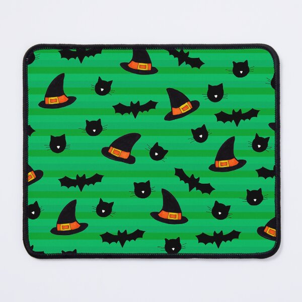 Item preview, Cats, Bats and Hats Halloween Pattern on Green designed and sold by Harriet Linton.