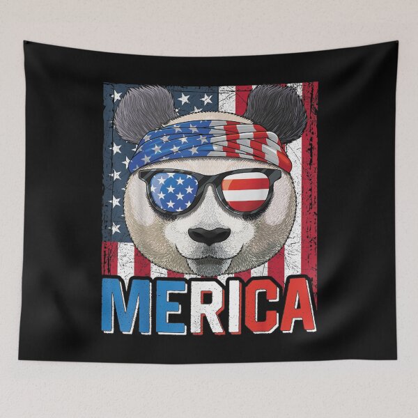 Item preview, Happy Fourth of July American Panda - Cool Panda Retro Vintage Merica America Tee Design Gift Idea for Patriotic Americans and Veterans designed and sold by Prince - Bestseller ★★★★★.