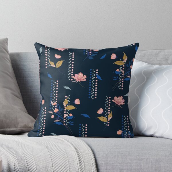 Colorful Abstract Floral Seamless Pattern by Classic Vintage Throw Pillow