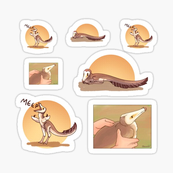 Mononykus Cute Bird Dinosaur Art Sheet Set of 7 Sticker