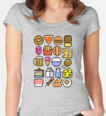 8 bit Foodie v2 Distressed Women's Fitted Scoop T-Shirt