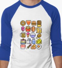 8 bit Foodie v2 Distressed Men's Baseball ¾ T-Shirt