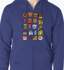 8 bit Foodie v2 Distressed Zipped Hoodie