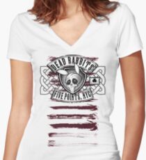 Dead Rabbits Vintage Biker Design Women's Fitted V-Neck T-Shirt