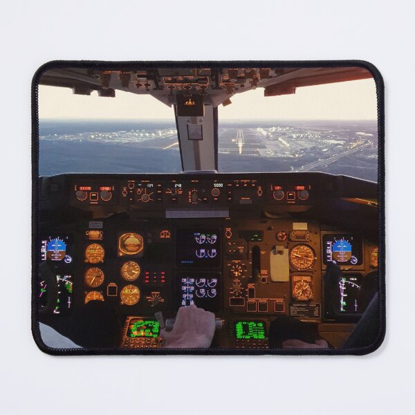 Item preview, Cockpit view of commercial jet airplane landing on airport designed and sold by Aviation Tees.