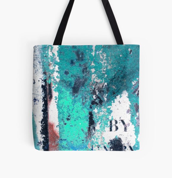 New York urban wall scratched newspaper adverts. All Over Print Tote Bag
