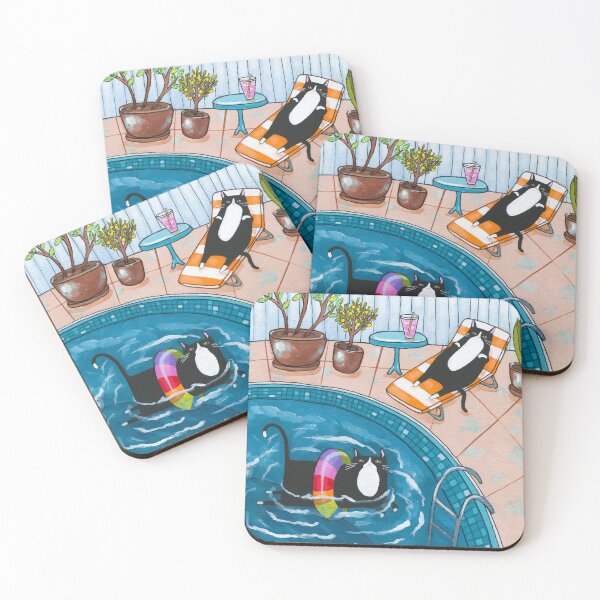 Item preview, Pool Time Cats designed and sold by KilkennyCat Art.